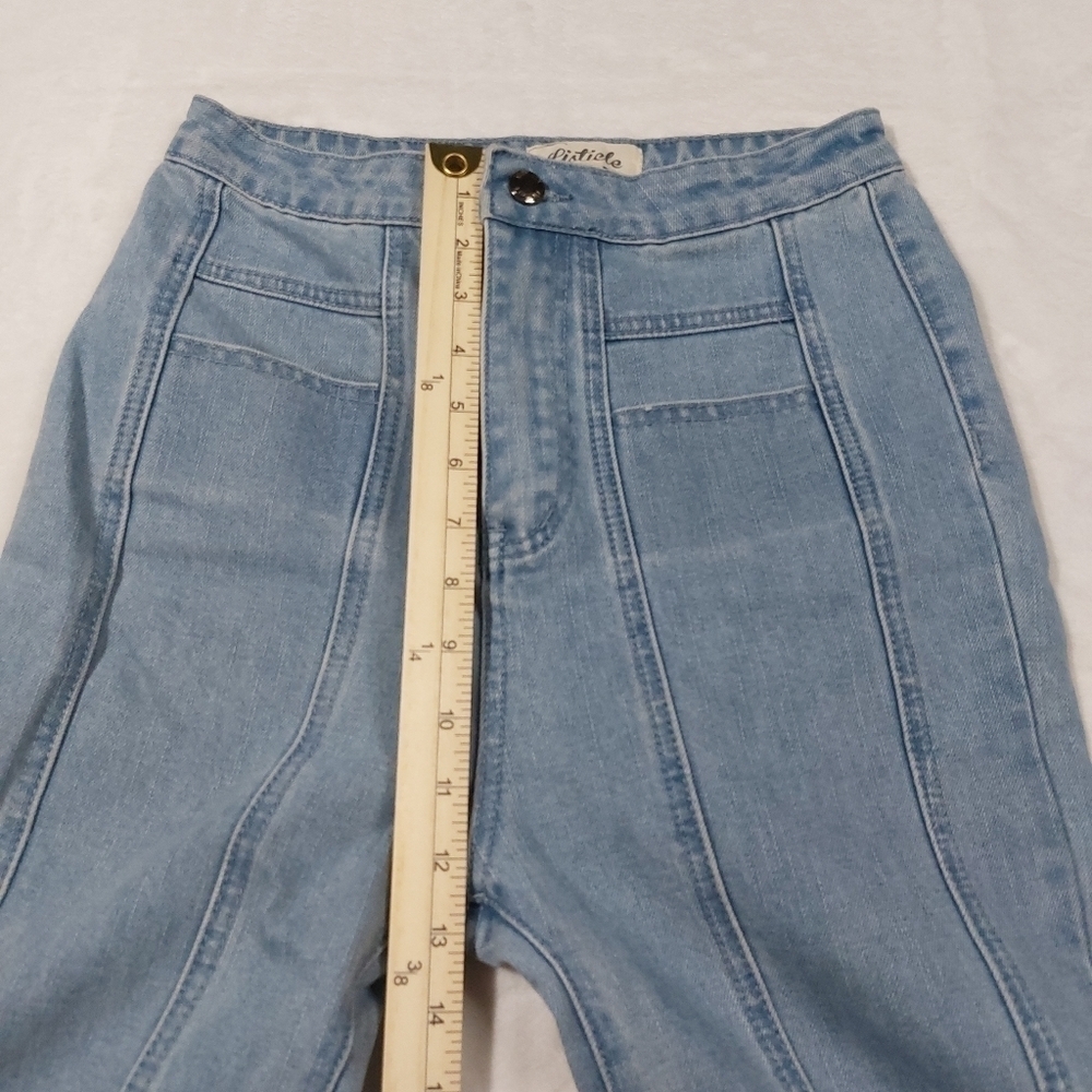 LISTICLE WOMEN'S FLARE RAW HEM DENIM BLUE JEANS SIZE SMALL - Picture 8 of 12